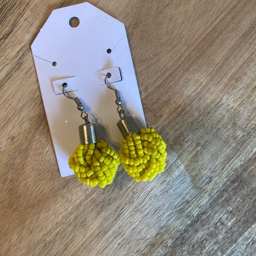 Yellow Beaded Earrings